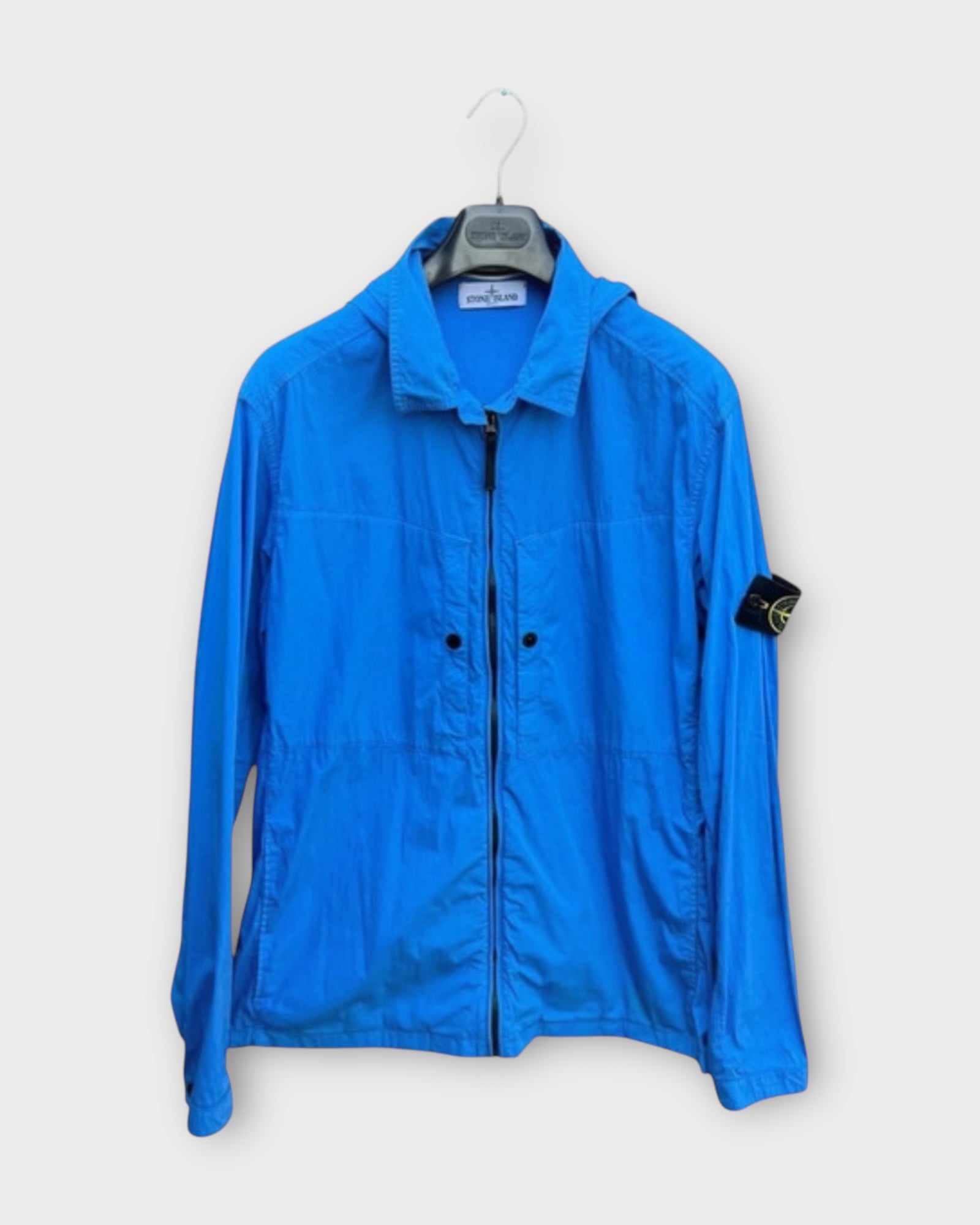 Hooded Zip Up Badge Overshirt