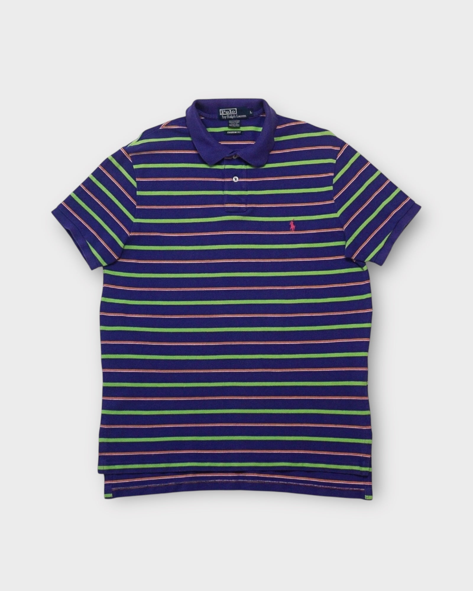 Short Sleeve Custom Fit Striped Polo