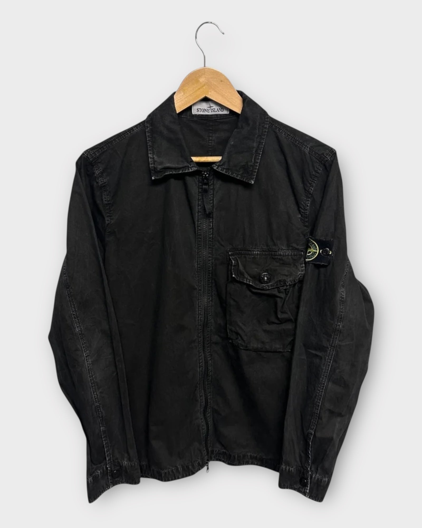 Zip Up Front Pocket Overshirt