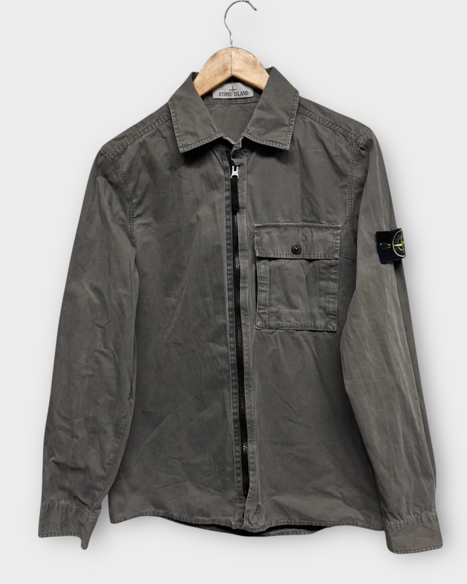 Single Pocket Full Zip Badge Overshirt
