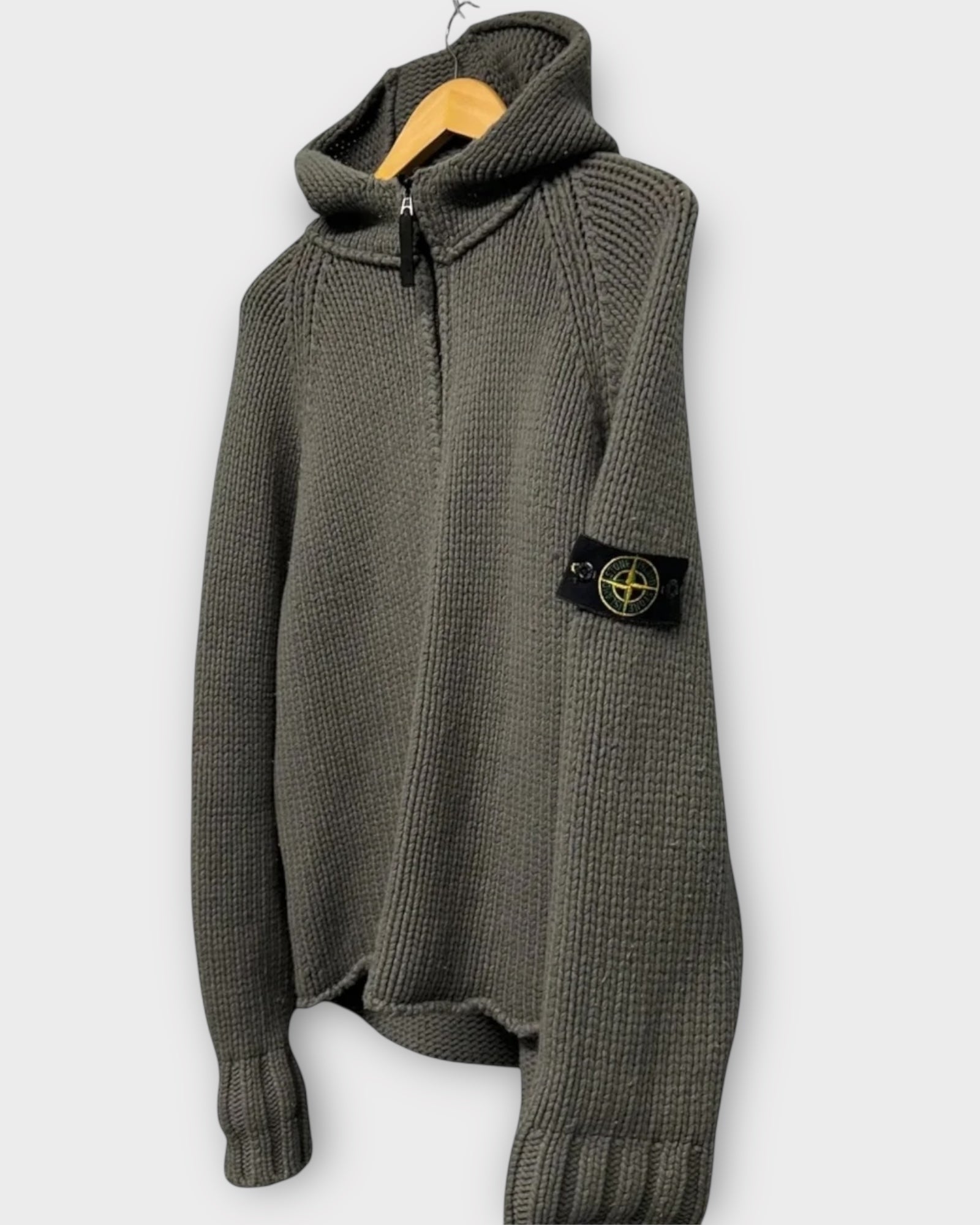 Zip Up Knit Badge Hoodie