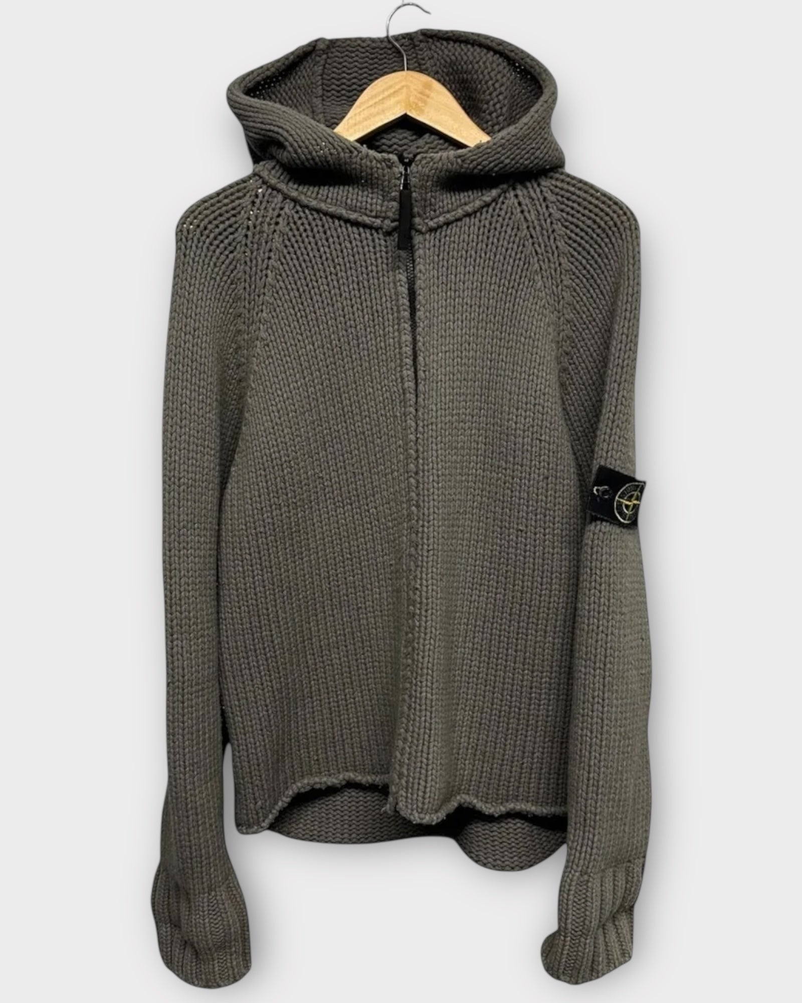 Zip Up Knit Badge Hoodie